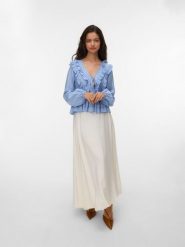 Vero Moda Bluzka w kolorze niebieskim rozmiar: S. Niebieskie bluzki Vero Moda, s, bez wzorów, z wiskozy, klasyczne, bez kołnierzyka, bez ramiączek. Za 78.66 zł.