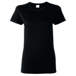 Damska Koszulka T-shirt Krótki Rękaw Top. Czarne t-shirty GILDAN, m, bez wzorów, bez kołnierzyka, bez ramiączek. Za 47.99 zł.