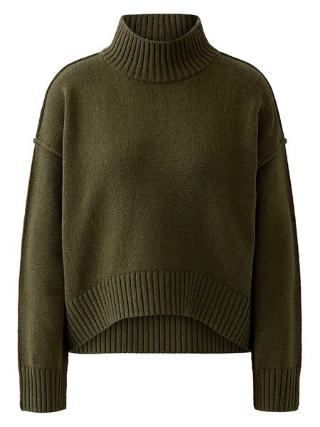 Oui Sweter w kolorze khaki rozmiar: 36. Brązowe swetry Oui, bez wzorów, bez ramiączek. Za 404.99 zł.
