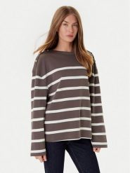 Tommy Hilfiger Bluzka Gold Button WW0WW45760 Brązowy Relaxed Fit. Brązowe bluzki TOMMY HILFIGER, xxl, bez wzorów, z bawełny, bez kołnierzyka, bez ramiączek. Za 209.99 zł.