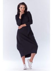 Awama Sukienka w kolorze czarnym rozmiar: L/XL. Czarne sukienki Awama, l, bez wzorów, z asymetrycznym kołnierzem, bez ramiączek, midi, asymetryczne. Za 136.45 zł.