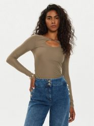 Guess Bluzka W4BP09 KCDE0 Brązowy Slim Fit. Brązowe bluzki Guess, xl, z aplikacjami, z wiskozy, bez kołnierzyka, bez ramiączek. Za 179.99 zł.