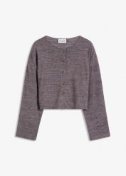 Kardigan z cienkiej prążkowanej dzianiny. Brązowe kardigany bonprix, bez wzorów, z dzianiny. Za 82.99 zł.