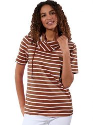 WITT WEIDEN Koszulka w kolorze brązowo-białym rozmiar: 42. Brązowe bluzki WITT WEIDEN, z aplikacjami, ze skóry, bez kołnierzyka, bez ramiączek. Za 56.99 zł.