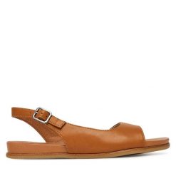 Sandały Jana. Brązowe sandały JANA, bez wzorów, bez obcasa, na płaskiej podeszwie, bez zapięcia. Za 189.99 zł.