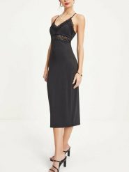 LA Angels Sukienka w kolorze czarnym rozmiar: L. Czarne sukienki LA Angels, na co dzień, l, bez wzorów, z koronki, bez kołnierzyka, bez ramiączek, midi, proste. Za 86.99 zł.