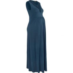 Sukienka ciążowa shirtowa, długa bonprix ciemnoniebieski. Niebieskie sukienki bonprix, bez wzorów, z wiskozy, bez kołnierzyka, moda ciążowa, bez ramiączek, maxi. Za 109.99 zł.