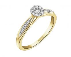 Pierścionek z żółtego złota z diamentami - 0,15 ct - próba 585. Żółte pierścionki Apart, z diamentem, złote. Za 2,790.00 zł.