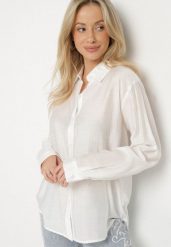 Biała Wiskozowa Koszula o Klasycznym Kroju Sovnella. Białe koszule Born2be, l, bez wzorów, z jeansu, eleganckie, bez kołnierzyka, bez ramiączek. Za 49.99 zł.