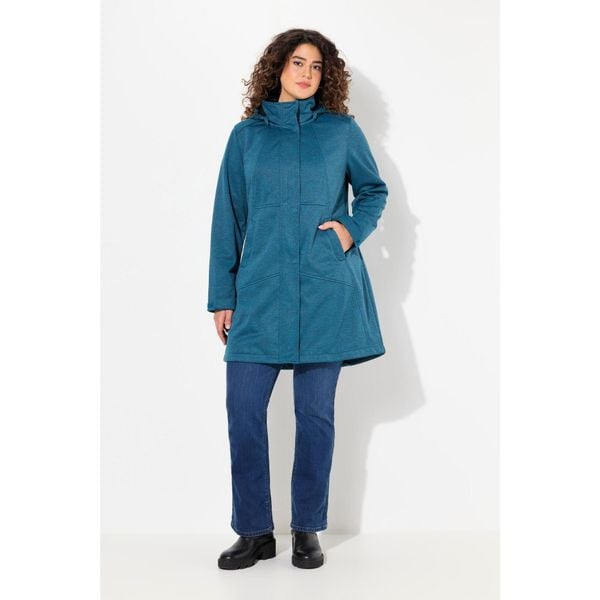 Damskie Kurtka softshell HYPRAR wodoodporna dwukierunkowy zamek odpinany kaptur. Niebieskie kurtki sportowe Ulla Popken, plus size, bez wzorów, z materiału, bez kaptura, trekkingowe. Za 633.99 zł.