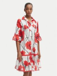 Iconique Sukienka letnia IC26-087 Czerwony Regular Fit. Czerwone sukienki Iconique, na lato, s, bez wzorów, z bawełny, bez kołnierzyka, bez ramiączek. Za 599.99 zł.