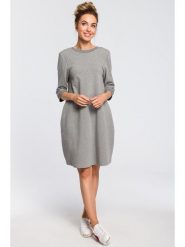 Made of emotion Sukienka w kolorze szarym rozmiar: M. Szare sukienki Made Of Emotion, m, bez wzorów, bez kołnierzyka, bez ramiączek, midi, bombki. Za 127.99 zł.