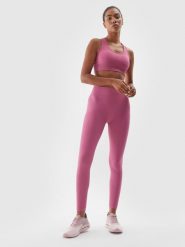 4F Legginsy treningowe bezszwowe z wysokim stanem damskie - różowe XS/S. Czerwone legginsy 4f, s, bez wzorów, z dzianiny, z podwyższonym stanem. W wyprzedaży za 59.99 zł.