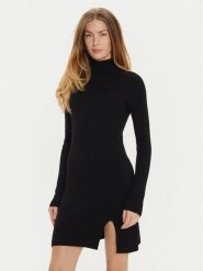 Kontatto Sukienka dzianinowa 3M0135N Czarny Slim Fit. Czarne sukienki Kontatto, m, bez wzorów, z dzianiny, bez kołnierzyka, bez ramiączek. Za 239.99 zł.