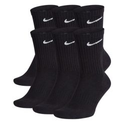 Skarpety Unisex Adult Everyday Cushioned (zestaw 6 Sztuk). Czarne skarpety Nike, bez wzorów. Za 130.99 zł.