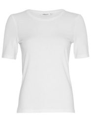 MOSS COPENHAGEN Koszulka "Olivie" w kolorze białym rozmiar: M. Białe bluzki Moss Copenhagen, m, bez wzorów, z bawełny, bez kołnierzyka, bez ramiączek. Za 102.18 zł.