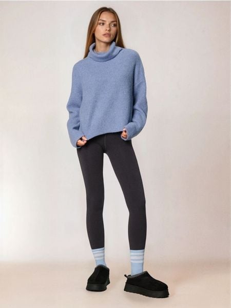 Legginsy z gumką w pasie - szary. Szare legginsy Sinsay, l, bez wzorów. Za 29.99 zł.