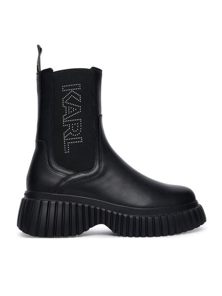 KARL LAGERFELD Botki Kreeper Wedge KL44460 Czarny. Czarne botki KARL LAGERFELD, bez wzorów, ze skóry, bez obcasa, na płaskiej podeszwie, bez zapięcia. Za 1,184.00 zł.