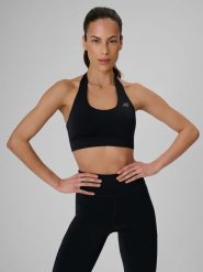 4F Biustonosz treningowy z niskim wsparciem damski - czarny XL. Czarne bielizna sportowa 4f, xl, bez wzorów, z gumy. Za 99.99 zł.