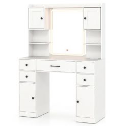 Toaletka do makijażu z oświetleniem LED biała. Zestawy Costway. Za 878.00 zł.