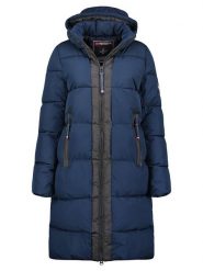 Geographical Norway Płaszcz zimowy "Bluma" w kolorze granatowym rozmiar: XXL. Niebieskie płaszcze Geographical Norway, na zimę, xxl, bez wzorów, z puchu, bez kaptura. Za 291.93 zł.
