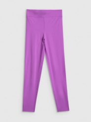 4F Legginsy treningowe szybkoschnące damskie - różowe L. Czerwone legginsy 4f, l, bez wzorów, z podwyższonym stanem. Za 129.99 zł.