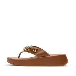 Klapki damskie FitFlop F-Mode Ultra. Brązowe klapki FIT FLOP, bez wzorów, bez obcasa. Za 859.00 zł.