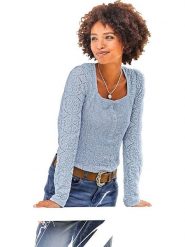 Heine Bluzka w kolorze błękitnym rozmiar: 42. Niebieskie bluzki Heine, bez wzorów, z bawełny, bez kołnierzyka, bez ramiączek. Za 87.40 zł.