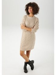 Aniston Sukienka dzianinowa w kolorze beżowym rozmiar: 46. Brązowe sukienki Aniston, na co dzień, bez wzorów, z dzianiny, bez kołnierzyka, bez ramiączek, midi, proste. Za 87.45 zł.