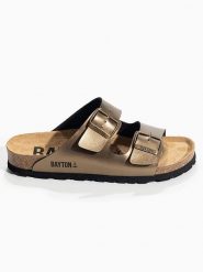 BAYTON Klapki "Atlas" w kolorze brązowym rozmiar: 41. Brązowe klapki Bayton, bez wzorów, z otwartym noskiem, bez obcasa. Za 134.95 zł.