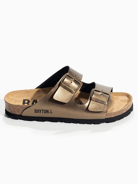BAYTON Klapki "Atlas" w kolorze brązowym rozmiar: 41. Brązowe klapki Bayton, bez wzorów, z otwartym noskiem, bez obcasa. Za 134.95 zł.