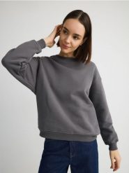 Bawełniana bluza - ciemnoszary. Szare bluzy Reserved, l, bez wzorów, z bawełny, bez kaptura. W wyprzedaży za 55.99 zł.