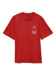 Vero Moda Koszulka w kolorze czerwonym rozmiar: M. Czerwone bluzki Vero Moda, m, bez wzorów, z bawełny, bez kołnierzyka, bez ramiączek. Za 86.22 zł.