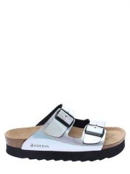 BACKSUN Klapki "Dumai" w kolorze srebrnym rozmiar: 37. Szare klapki Backsun, bez wzorów, z materiału, z otwartym noskiem, bez obcasa, na platformie. Za 149.95 zł.