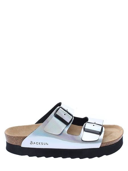 BACKSUN Klapki "Dumai" w kolorze srebrnym rozmiar: 37. Szare klapki Backsun, bez wzorów, z materiału, z otwartym noskiem, bez obcasa, na platformie. Za 169.95 zł.
