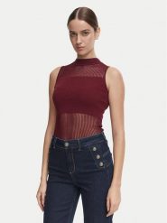 Morgan Top 252-MJULIE Bordowy Slim Fit. Czerwone topy Morgan, xs, bez wzorów, z syntetyku, bez kołnierzyka, bez ramiączek. Za 209.99 zł.