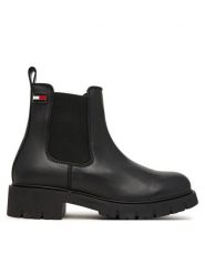 Tommy Jeans Sztyblety Tjw Cleated Chelsea Boots EN0EN03105 Czarny. Czarne botki Tommy Jeans, bez wzorów, z jeansu, bez obcasa, na płaskiej podeszwie, bez zapięcia. Za 649.99 zł.