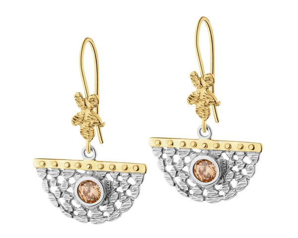 Kolczyki srebrne z cyrkoniami. Szare kolczyki Apart, z cyrkonią, pozłacane. Za 449.00 zł.