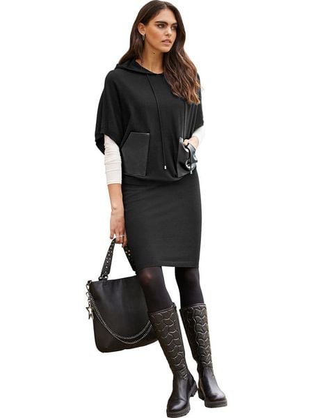 Heine Bluza w kolorze czarnym rozmiar: 40. Czarne bluzy Heine, bez wzorów, ze skóry, z kapturem. Za 90.95 zł.