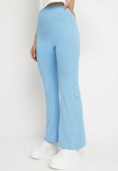 Niebieskie Spodnie Legginsy Typu Dzwony z Wysokim Stanem Melonell. Niebieskie legginsy Born2be, m, bez wzorów, z jeansu, z podwyższonym stanem. W wyprzedaży za 51.99 zł.