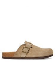 DeeZee Klapki W23Q22095 Beżowy. Brązowe klapki DeeZee, bez wzorów, ze skóry, bez obcasa. Za 169.99 zł.