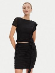 Guess Bluzka W5YP08 KCZC2 Czarny Regular Fit. Czarne bluzki Guess, xl, z aplikacjami, z syntetyku, bez kołnierzyka, bez ramiączek. Za 159.99 zł.