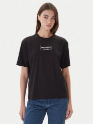Karl Lagerfeld Jeans T-Shirt A4W17003 Czarny Relaxed Fit. Czarne t-shirty Karl Lagerfeld Jeans, l, bez wzorów, z bawełny, bez kołnierzyka, bez ramiączek. Za 169.99 zł.