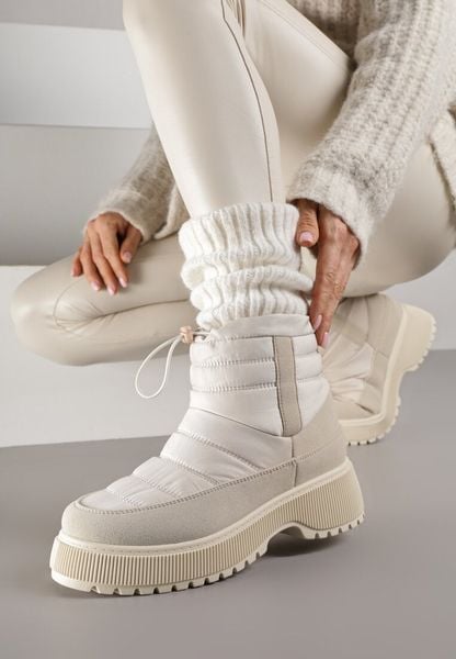 Beżowe Śniegowce Ozdobione Pikowaną Cholewką Monalavea. Brązowe trapery i śniegowce Born2be, z jeansu. Za 139.99 zł.