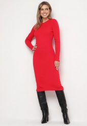 Czerwona Sukienka Dzianinowa Dopasowana Morttina. Czerwone sukienki Born2be, na co dzień, l, z aplikacjami, z dzianiny, eleganckie, bez kołnierzyka, bez ramiączek, midi, dopasowane. Za 89.99 zł.