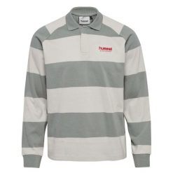 Koszulka polo z długim rękawem Hummel Striped. Szare bluzki Hummel, bez wzorów, z bawełny, bez kołnierzyka, bez ramiączek. Za 286.50 zł.