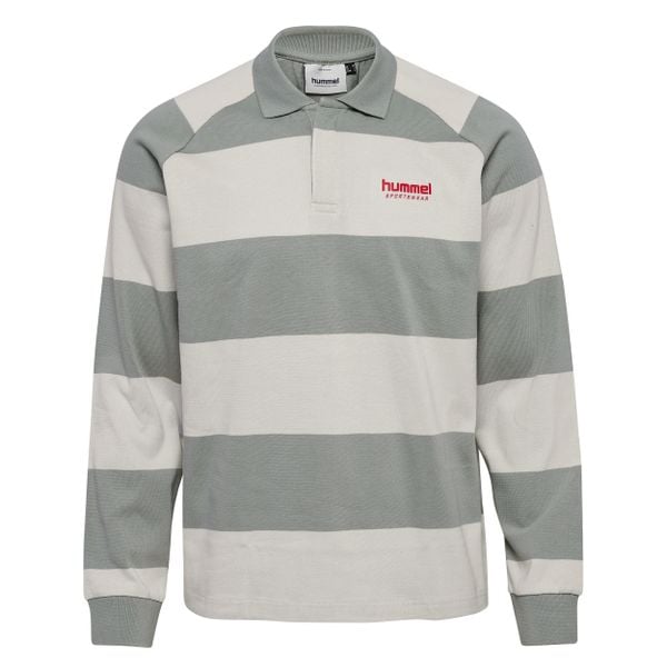 Koszulka polo z długim rękawem Hummel Striped. Szare bluzki Hummel, bez wzorów, z bawełny, bez kołnierzyka, bez ramiączek. Za 286.50 zł.