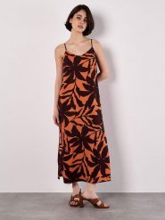 Apricot Sukienka w kolorze pomarańczowo-czarnym rozmiar: XL. Czarne sukienki Apricot, na co dzień, xl, bez wzorów, bez kołnierzyka, bez ramiączek, maxi, proste. Za 82.99 zł.