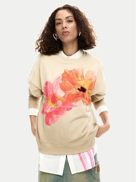 Desigual Bluza Noah 26SWSK05 Beżowy Regular Fit. Brązowe bluzy Desigual, m, bez wzorów, z bawełny, bez kaptura. Za 282.99 zł.