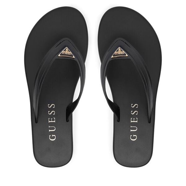 Japonki Guess. Czarne klapki Guess, z aplikacjami, bez obcasa. Za 233.99 zł.